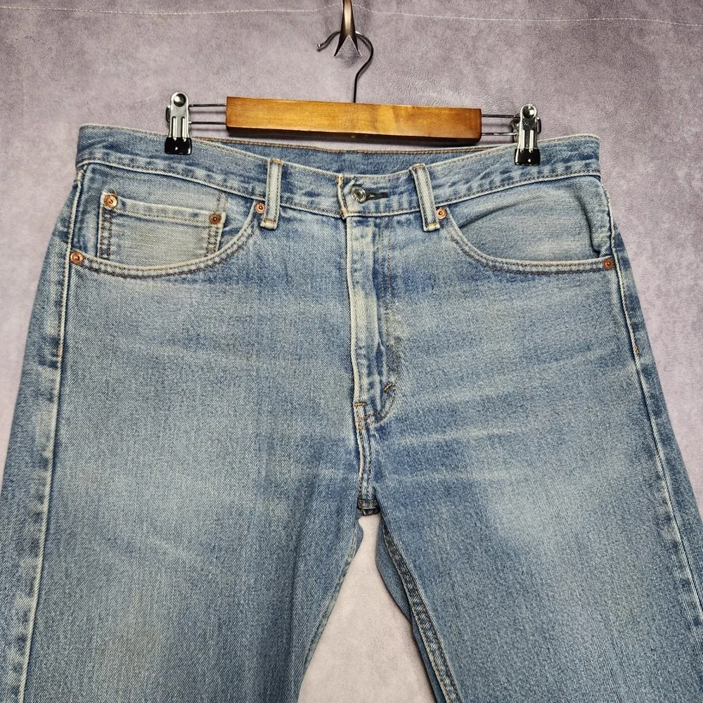Levis 505 Regular Fit‎ Straight Leg Mens Blue Jeans 34x32 Medium Wash Cotton